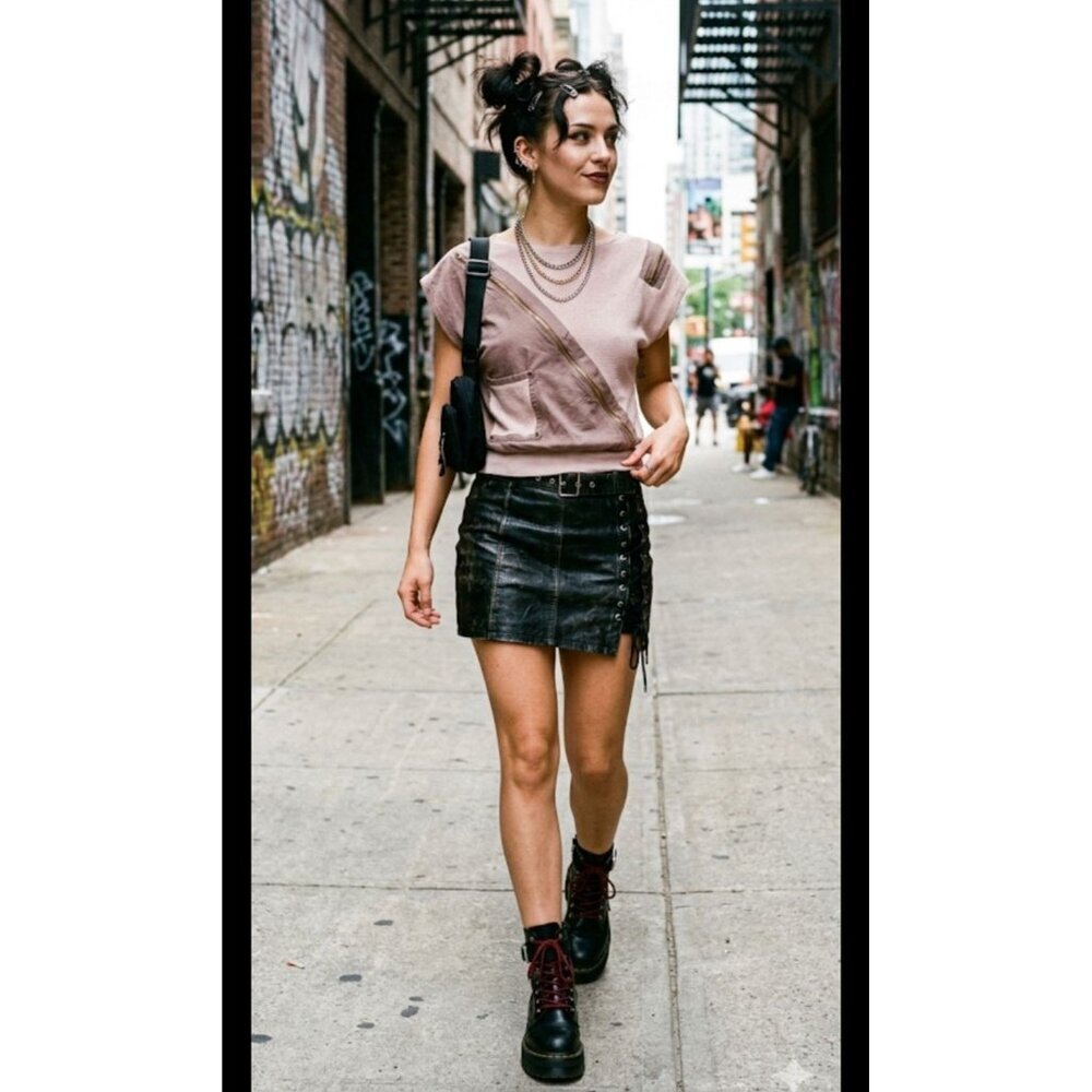Vintage 80's Industrial Mixed Media Punk Top